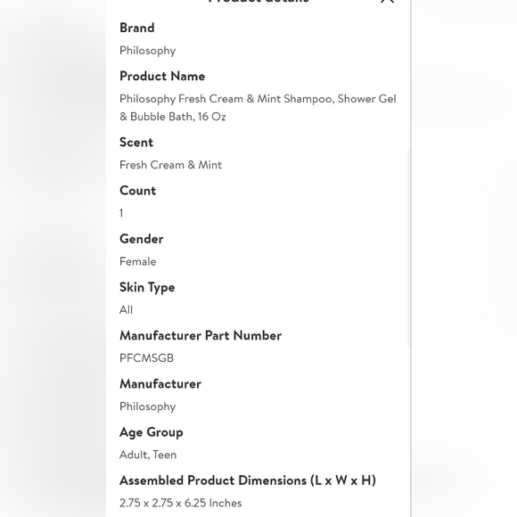 Philosophy- Fresh Cream & Mint Shampoo, shower gel & bubble bath *new* - Picture 6 of 7